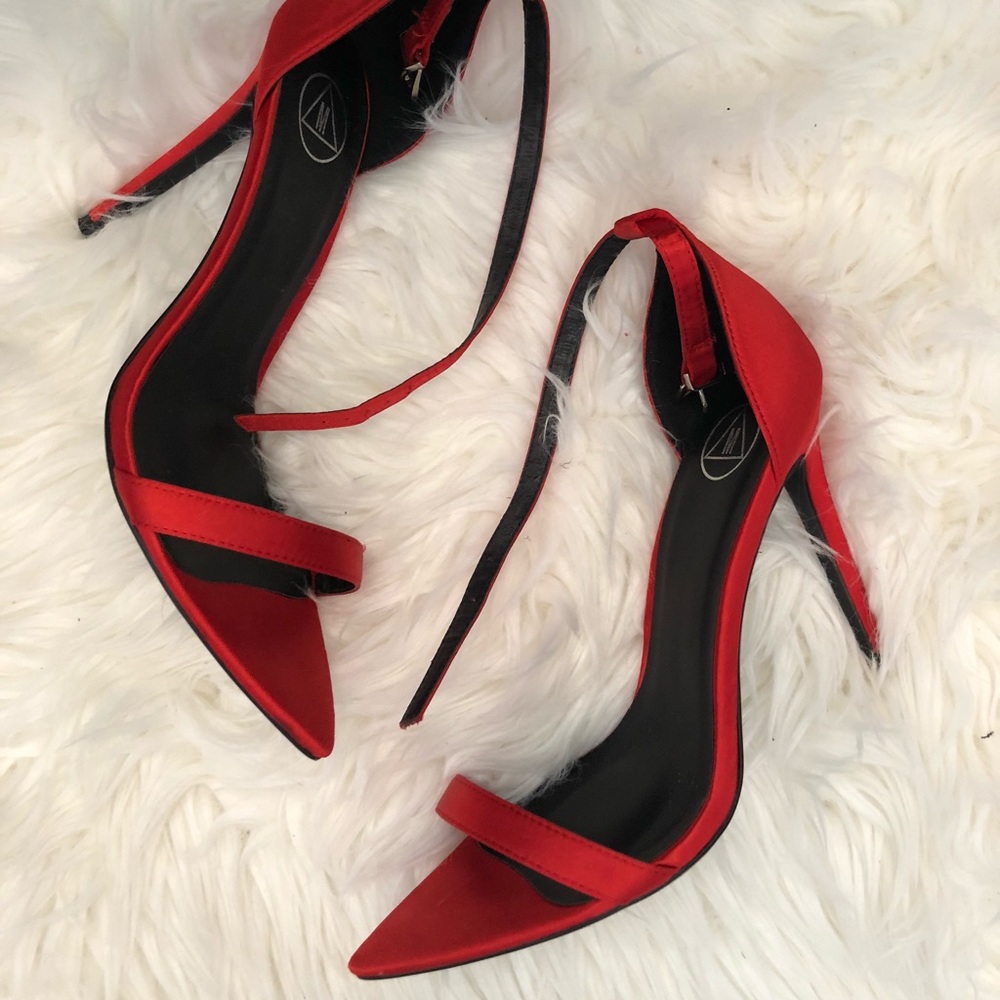 Missguided Red Satin Heels